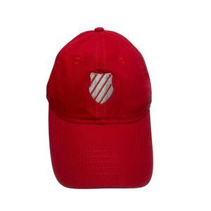 K-Swiss Hat Cap Red Silver Shield Strapback Adjustable Embroidered
